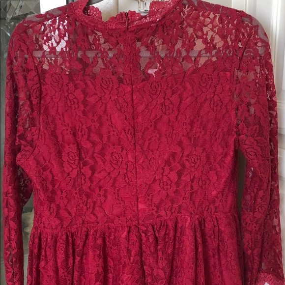 Red Floral Lace Dress - Picture 3 of 3